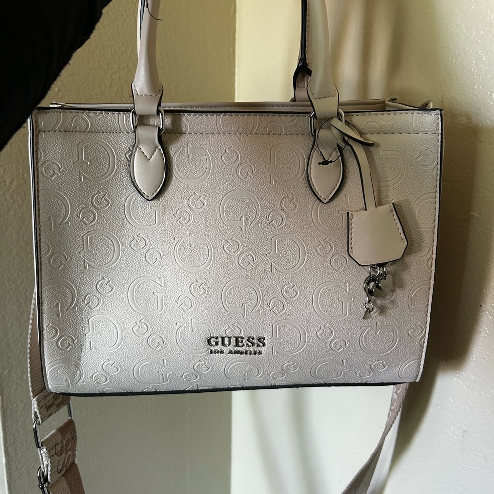 GUESS Light Gray Embossed Satchel